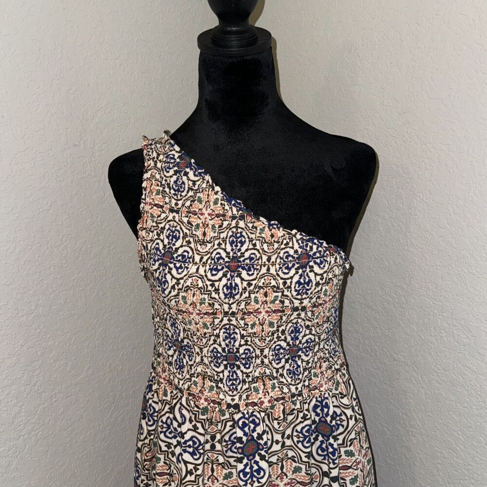 Knox Rose A-Line Dress Women's Medium Multi Floral Print One Shoulder Pockets‎ - Picture 2 of 8